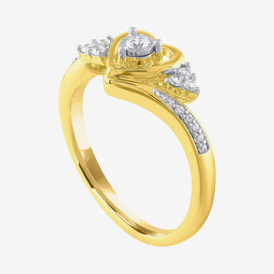 Promise My Love Womens 1/6 CT. T.W. Natural Diamond 10K Gold Heart Promise Ring