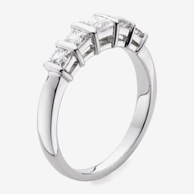 1 CT.T.W. Natural Diamond 10K White Gold Princess 5-Stone Ring