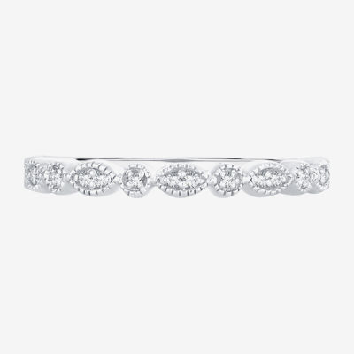 Womens Diamond Accent Natural White Diamond 10K White Gold Wedding Band