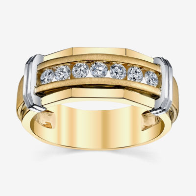 Mens 7.5MM 1/4 CT. T.W. Natural White Diamond 10K Two Tone Gold Wedding Band