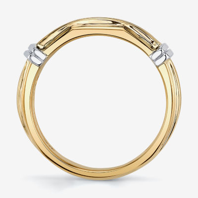 Mens 7.5MM 1/4 CT. T.W. Natural White Diamond 10K Two Tone Gold Wedding Band