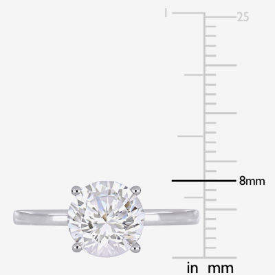 Modern Bride Gemstone Womens Lab Created White Sapphire 10K White Gold Round Solitaire Engagement Ring