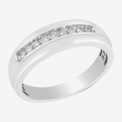 Mens 7MM 1/4 CT. T.W. Natural White Diamond 10K Gold Wedding Band