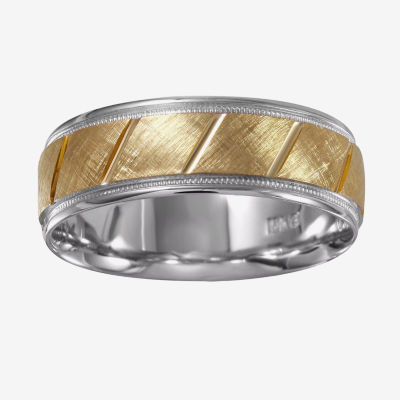 Mens 7mm 10K Two-Tone Gold Wedding Band