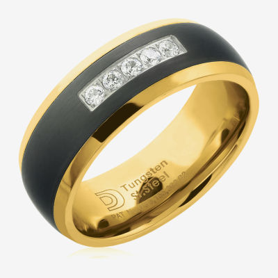 Mens 8MM 1/7 CT. T.W. Natural White Diamond Tungsten Wedding Band