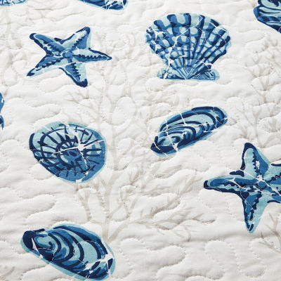 Linery Seashells Coastal Reversible Quilt Set