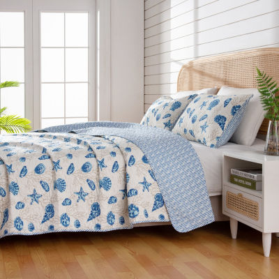 Linery Seashells Coastal Reversible Quilt Set