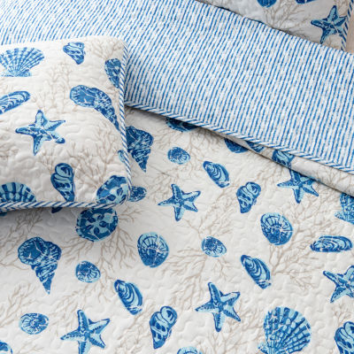 Linery Seashells Coastal Reversible Quilt Set