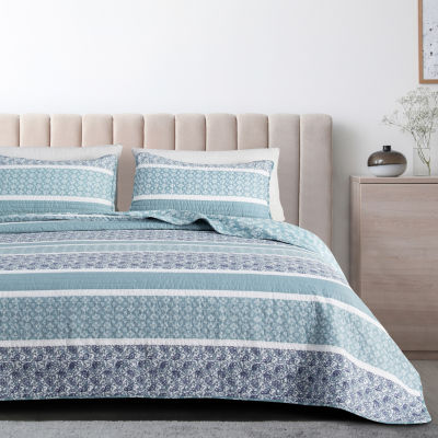 Nautica Raeford Blue Reversible Plaid Quilt Set