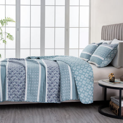 Linery Stripe Paisley Reversible Quilt Set