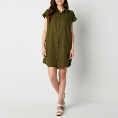 a.n.a Short Sleeve Shirt Dress JCPenney