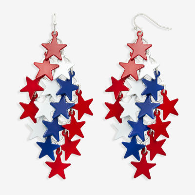 Bijoux Bar Silver Tone Stainless Steel Star Drop Earrings