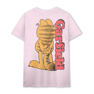 Juniors Oversized Womens Crew Neck Short Sleeve Garfield Graphic T-Shirt