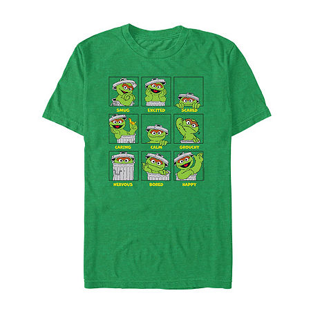 Novelty Mens Crew Neck Short Sleeve Regular Fit Sesame Street Graphic T-Shirt, Large, Green