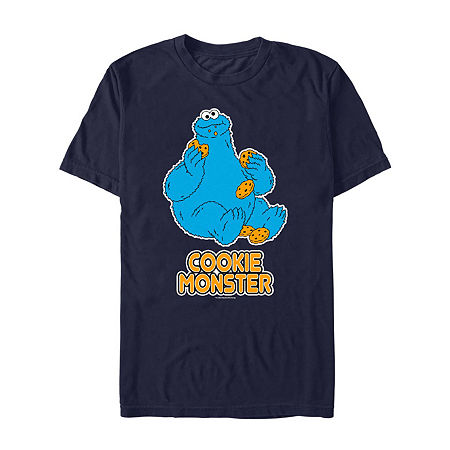 Mens Short Sleeve Sesame Street Graphic T-Shirt, Small, Blue