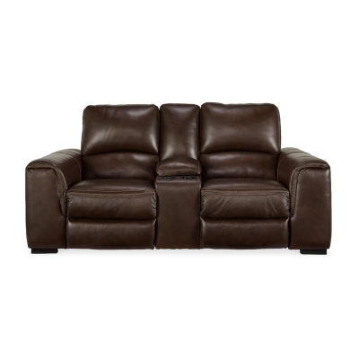 Alessandro Dual Power Leather Reclining Loveseat with Console