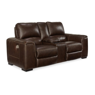 Alessandro Dual Power Leather Reclining Loveseat with Console