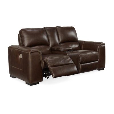 Alessandro Dual Power Leather Reclining Loveseat with Console