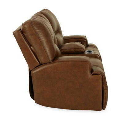 Signature Design By Ashley® Francesca Dual Power Leather Reclining Loveseat with Console