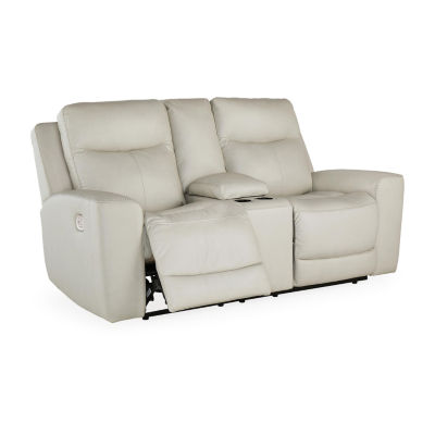 Signature Design By Ashley® Mindanao Dual Power Leather Reclining Loveseat with Console