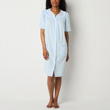 Adonna Womens Waffle Short Sleeve Long Length Robe, Small, Blue