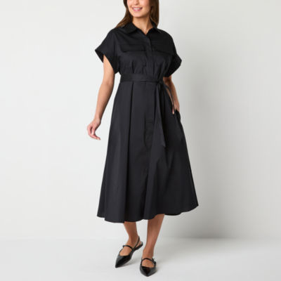 Worthington Womens Short Sleeve Shirt Dress