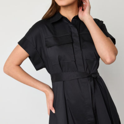 Worthington Womens Short Sleeve Shirt Dress