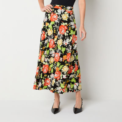 Black Label by Evan-Picone Floral Womens Mid Rise Maxi Skirt