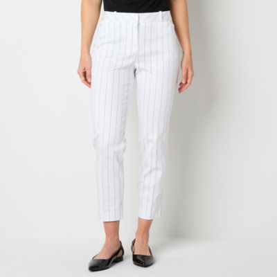 Liz Claiborne Emma Womens Mid Rise Slim Fit Ankle Pant, Color: White ...