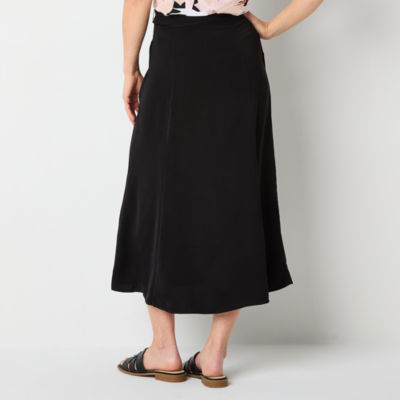 Liz Claiborne Womens Mid Rise Midi Full Skirt