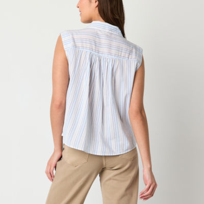 a.n.a Womens Sleeveless Regular Fit Button-Down Shirt