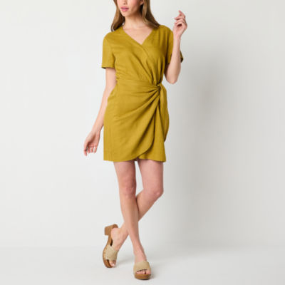 a.n.a Womens Short Sleeve Wrap Dress