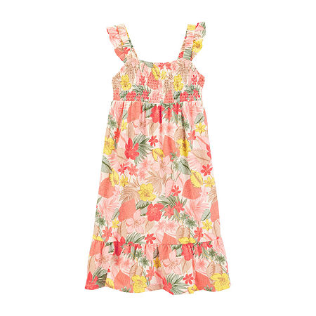 Carter's Little & Big Kid Girls Sleeveless Sundress, 14, Pink