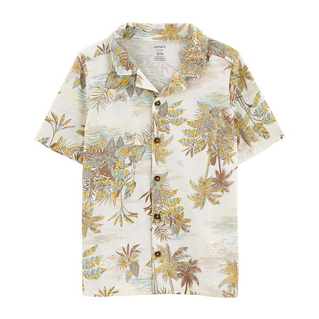 Carter's Little & Big Boys Short Sleeve Button-Down Shirt, 6, White