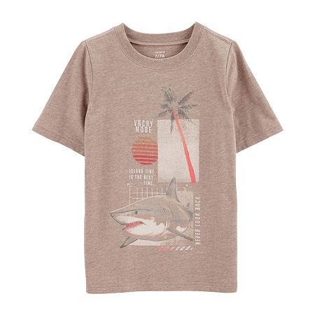 Carter's Little & Big Kid Boys Round Neck Short Sleeve Regular Fit Graphic T-Shirt, 14, Brown