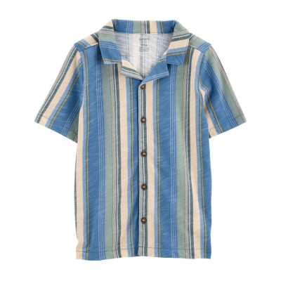 Carter's Little & Big Kid Boys Short Sleeve Fitted Regular Fit Button-Down Shirt