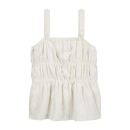 Carter's Little & Big Girls Square Neck Tank Top, 5, White
