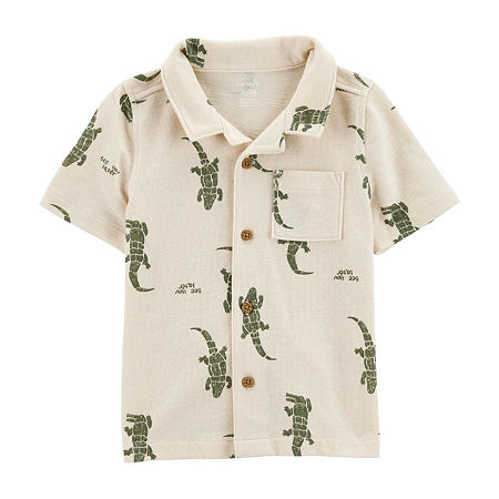 Carter's Toddler Boys Short Sleeve Fitted Sleeve Regular Fit Button-Down Shirt, 5t, White