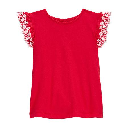 Oshkosh Toddler Girls Round Neck Short Sleeve T-Shirt, 5t, Red