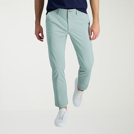 Haggar Sport Travel Performance Mens Comfort Waistband Straight Straight Fit Flat Front Pant, 33 32, Green