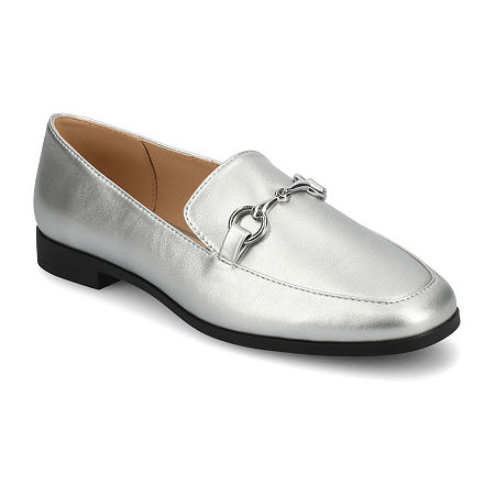 Journee Collection Womens Lacie Moc Closed Toe Loafers, 8 Medium, Silver