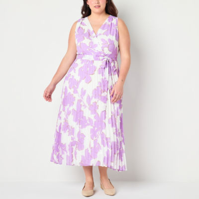Studio 1 Womens Sleeveless Floral Midi Maxi Dress Plus