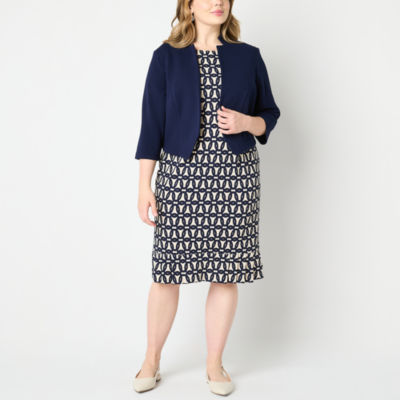 Maya Brooke Womens Jacket Dress Plus