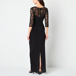 Brianna Milay Womens 3/4 Sleeve Sequin Evening Gown