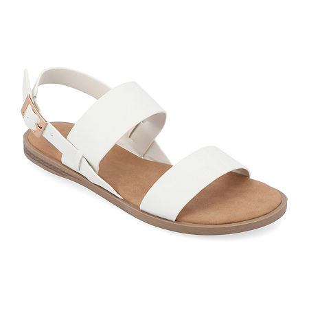 Journee Collection Womens Lavine Slingback Strap Flat Sandals, 8 Medium, White