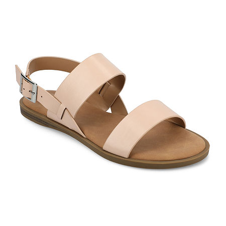 Journee Collection Womens Lavine Slingback Strap Flat Sandals, 9 Wide, Pink
