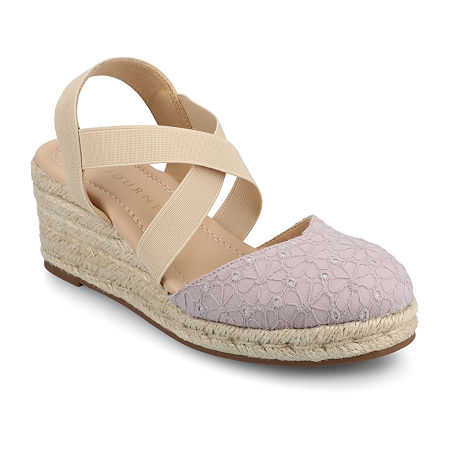 Journee Collection Womens Ashlee Wedge Sandals, 6 Medium, Purple