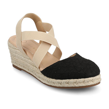 Journee Collection Womens Ashlee Wedge Sandals, 11 Wide, Black