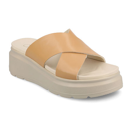 Journee Collection Womens Cathie Slide Sandals, 8 Medium, Brown