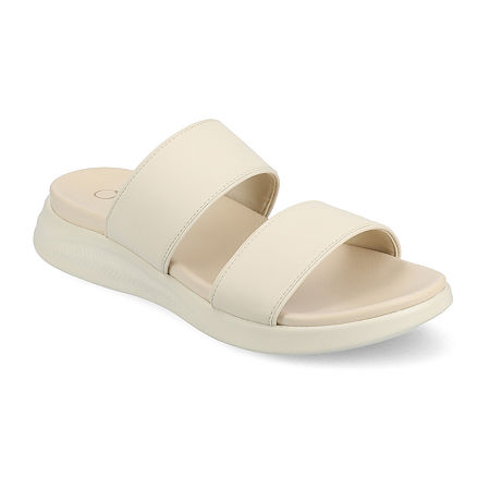 Journee Collection Womens Janis Flat Sandals, 11 Medium, Beige